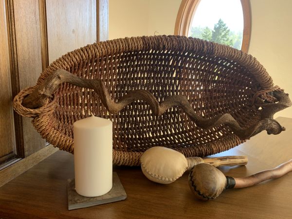 Basket, candle, sage